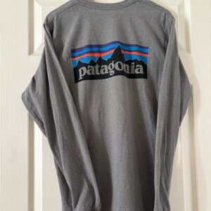 Patagonia Gray Long Sleeve Tee with Logo